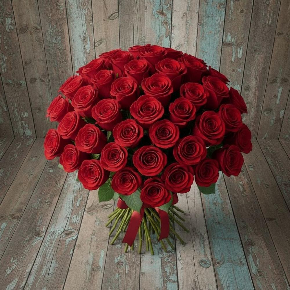Букет 55 Красных роз Фридом в Углегорске