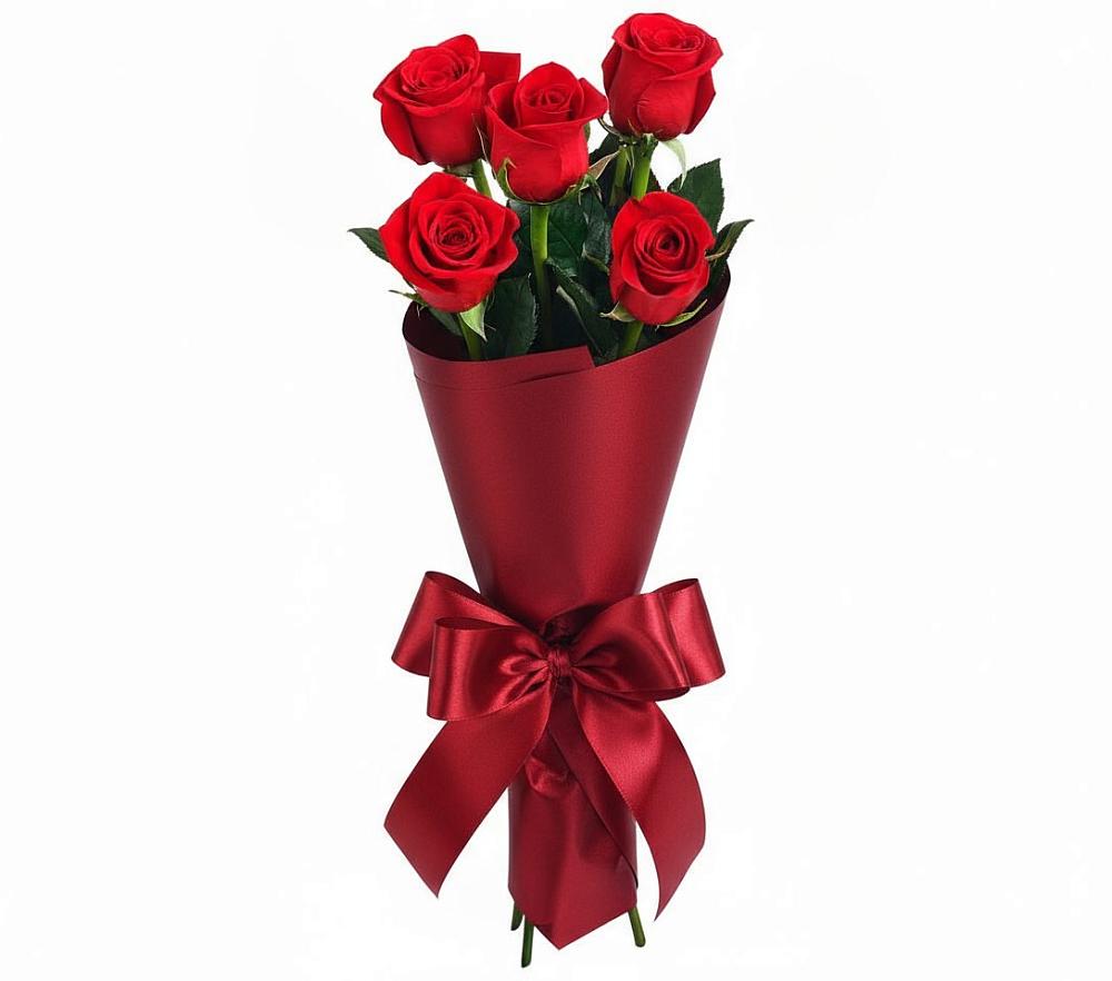 Букет 5 Красных роз Эдлесс Лав в Углегорске
