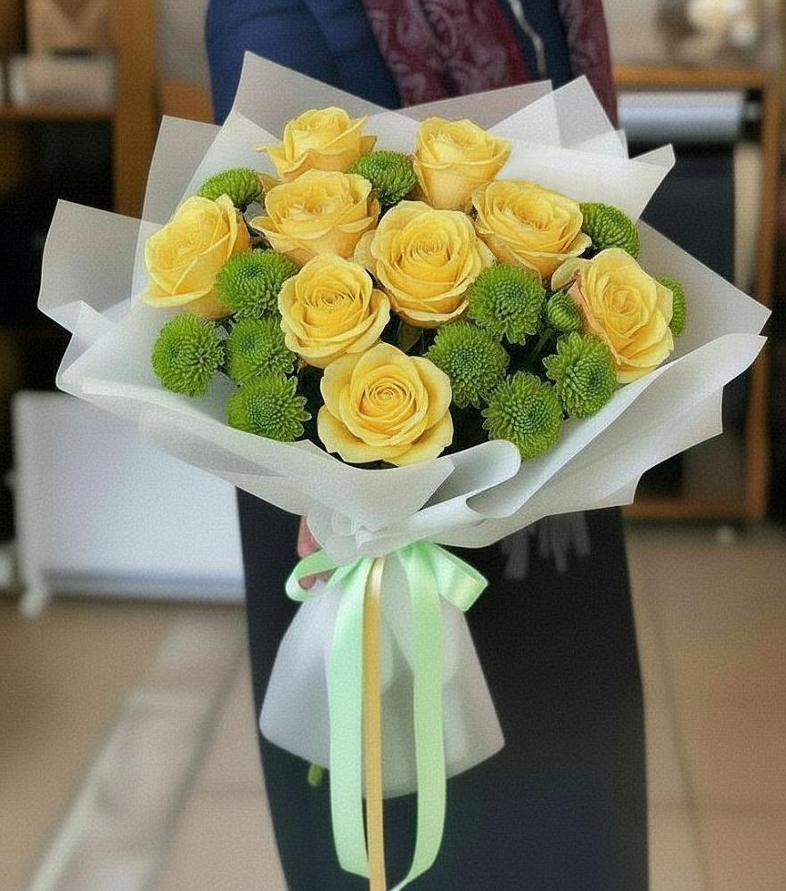 Букет цветов из: Хризантемы и Розы в Углегорске