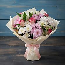 Букет цветов из:  Хризантемы, Альстромерии и Розы #REPLACE_PRED# Углегорске