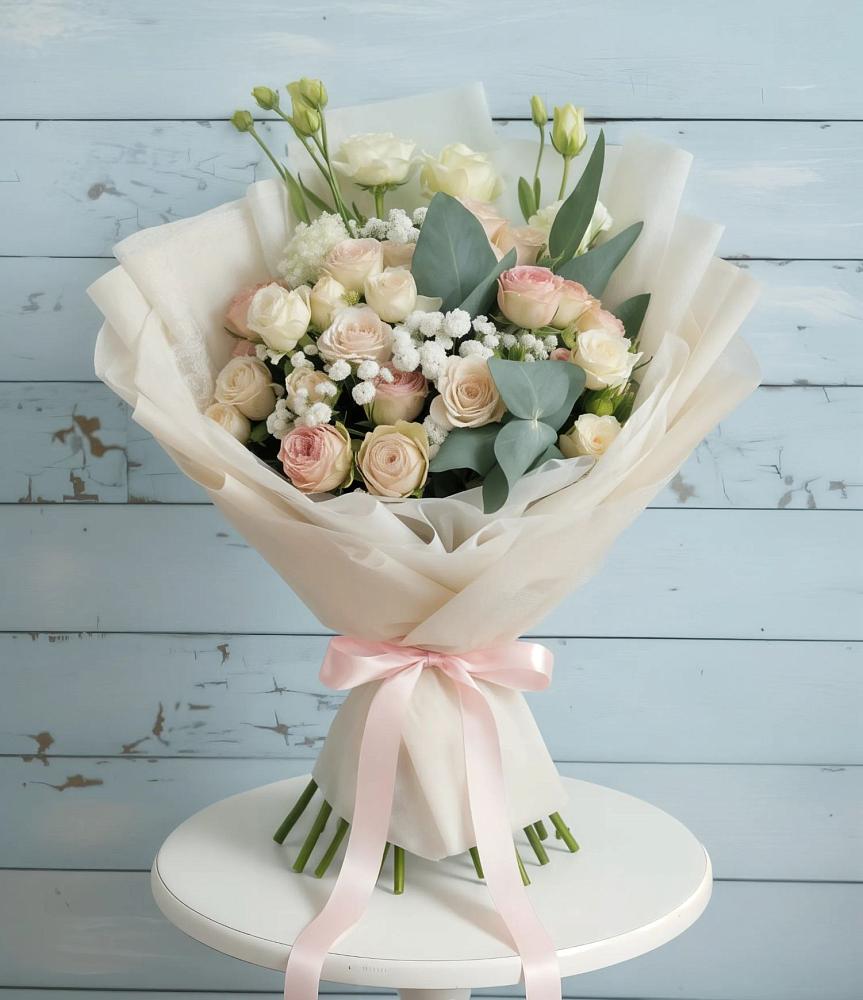 Букет цветов из: Розы и Лизиантусы в Углегорске