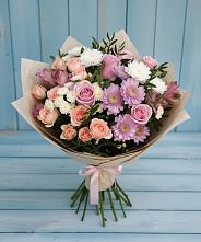 Букет цветов из:  Хризантемы, Розы и Альстромерии в Углегорске
