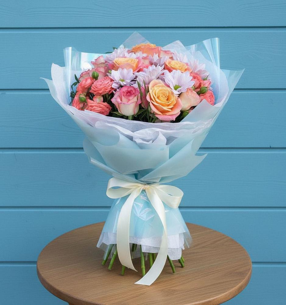 Букет цветов из: Хризантемы и Розы в Углегорске