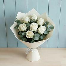 Букет Белые розы в Эвкалипте #REPLACE_PRED# Углегорске