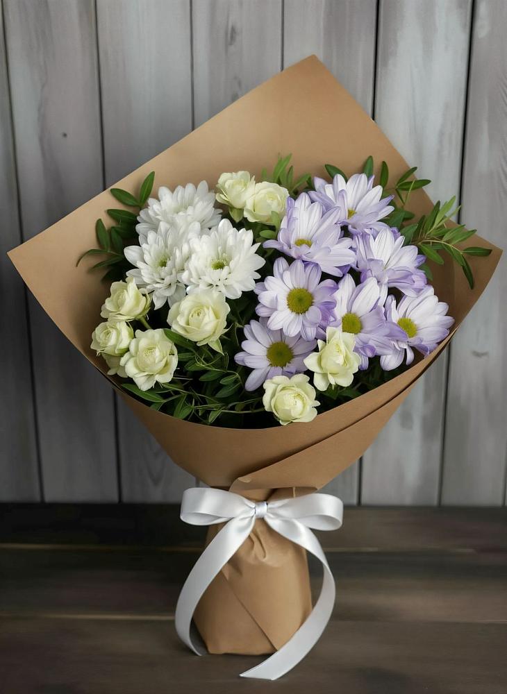 Букет цветов из: Хризантемы и Розы в Углегорске