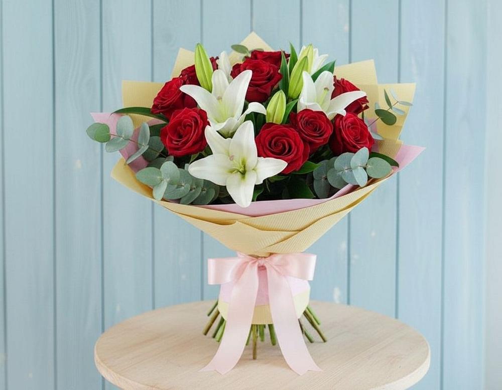 Букет цветов из: Лилии и Розы в Углегорске